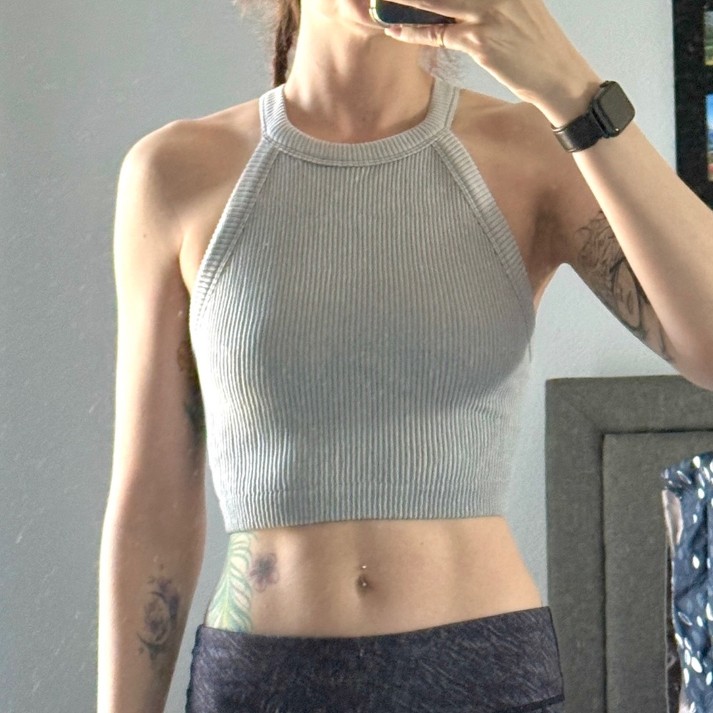 Gray Ribbed Crop Top